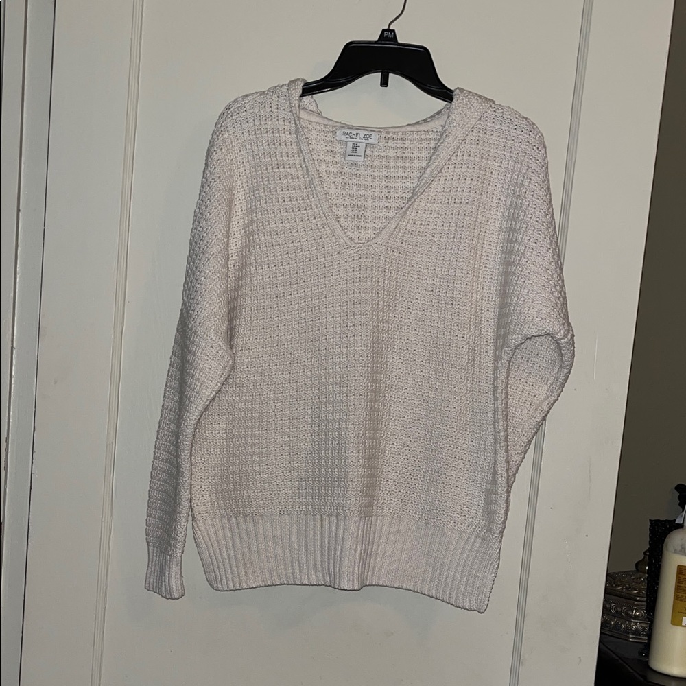 Rachel Zoe Women's V-Neck Hooded Sweater in Cream